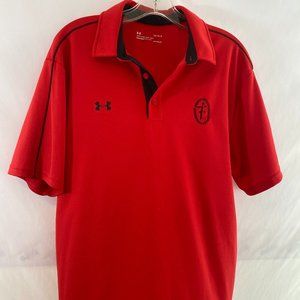 Under Armour Polo Golf Shirt Red Heatgear Short Sleeve EUC Men's Large